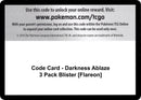 Image for Code Card - Darkness Ablaze 3 Pack Blister [Flareon] (SWSH03: Darkness Ablaze) - Pokemon