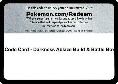 Image for Code Card - Darkness Ablaze Build & Battle Box (SWSH03: Darkness Ablaze) - Pokemon