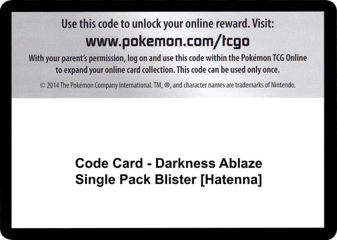 Image for Code Card - Darkness Ablaze Single Pack Blister [Hatenna] (SWSH03: Darkness Ablaze) - Pokemon