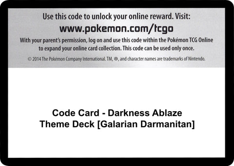 Image for Code Card - Darkness Ablaze Theme Deck [Galarian Darmanitan] (SWSH03: Darkness Ablaze) - Pokemon
