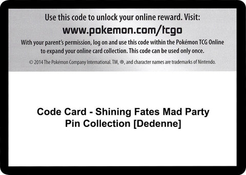 Image for Code Card - Shining Fates Mad Party Pin Collection [Dedenne] (Shining Fates) - Pokemon