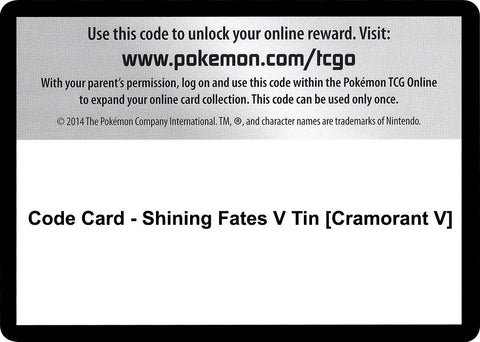 Image for Code Card - Shining Fates V Tin [Cramorant V] (Shining Fates) - Pokemon