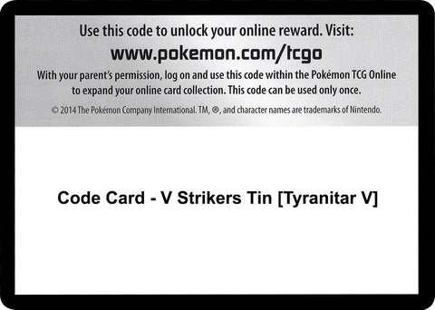 Image for Code Card - V Strikers Tin [Tyranitar V] (SWSH05: Battle Styles) - Pokemon