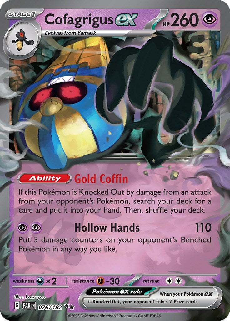 Image for Cofagrigus ex (076/182) (SV04: Paradox Rift) - Pokemon
