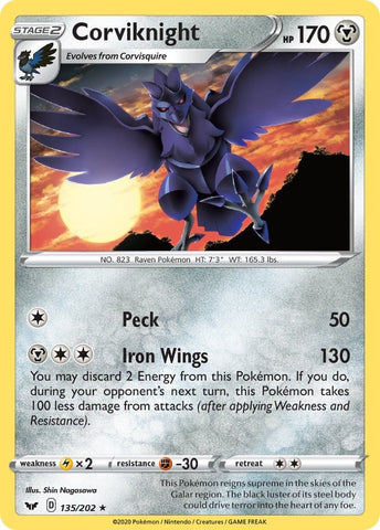 Image for Corviknight (135/202) (SWSH01: Sword & Shield Base Set) - Pokemon