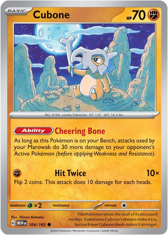 Image for Cubone (104/165) (SV: Scarlet & Violet 151) - Pokemon