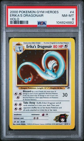 ERIKA'S DRAGONAIR - HOLO - GYM HEROES - PSA 8 POKEMON Single