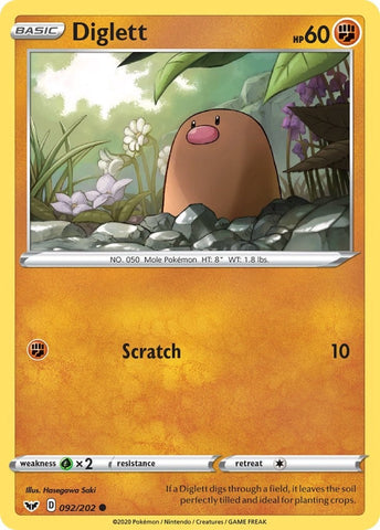 Image for Diglett (092/202) (SWSH01: Sword & Shield Base Set) - Pokemon
