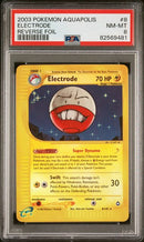 ELECTRODE - REVERSE FOIL - AQUAPOLIS - PSA 8 POKEMON Single