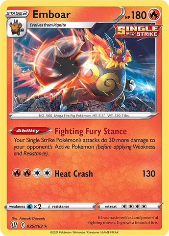 Image for Emboar (025/163) (SWSH05: Battle Styles) - Pokemon