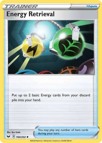 Image for Energy Retrieval (160/202) (SWSH01: Sword & Shield Base Set) - Pokemon