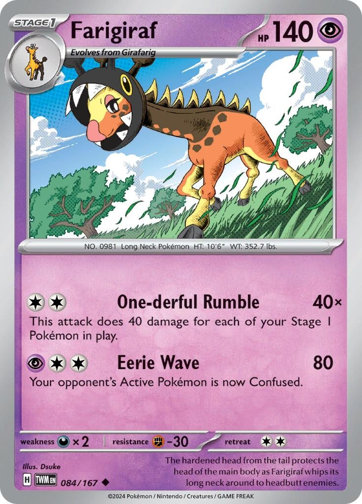 Image for Farigiraf (084/167) (SV06: Twilight Masquerade) - Pokemon