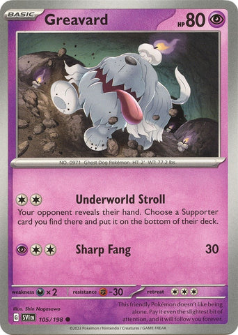 Image for Greavard (105/198) (SV01: Scarlet & Violet Base Set) - Pokemon