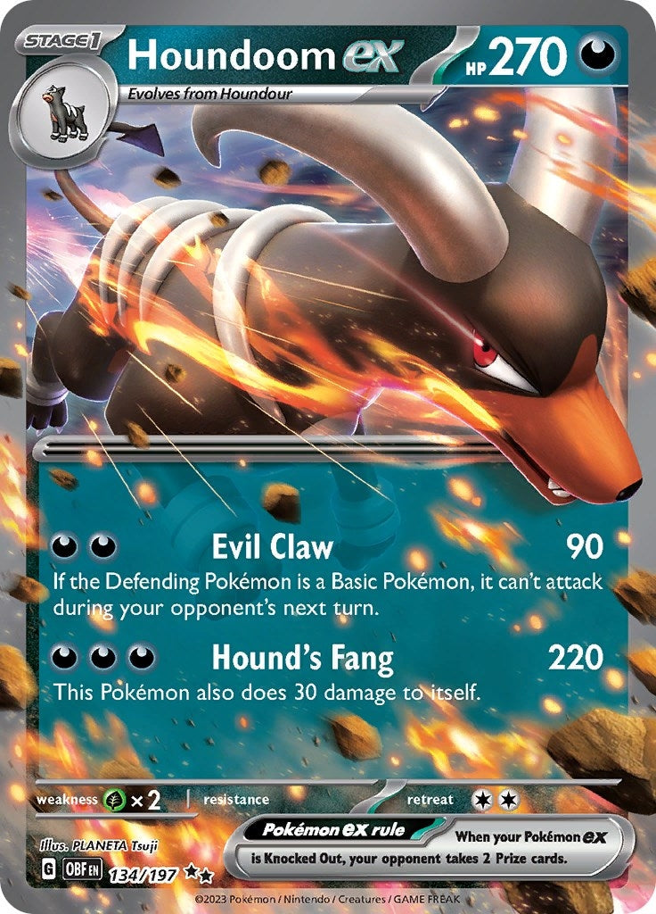 Image for Houndoom ex (134/197) (SV03: Obsidian Flames) - Pokemon