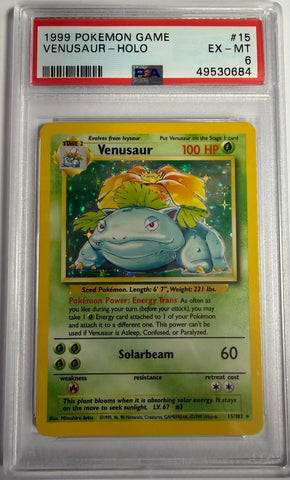 VENUSAUR - HOLO - BASE SET - PSA 6 Pokemon Single