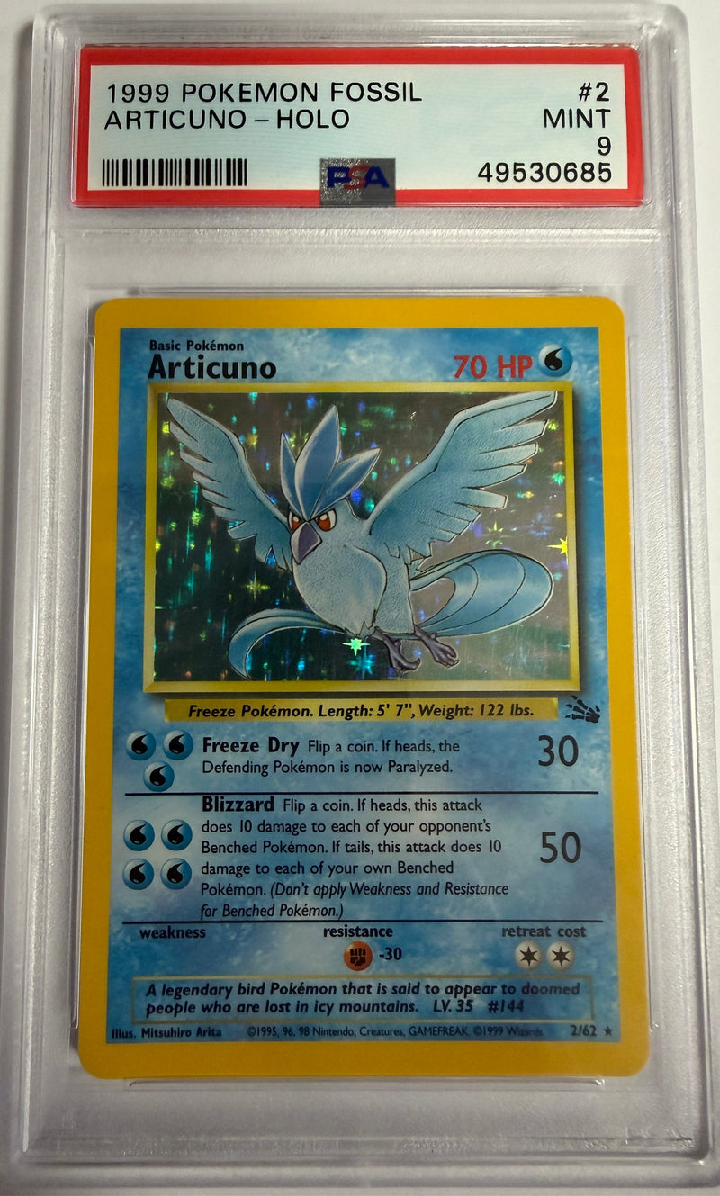 ARTICUNO - HOLO - FOSSIL - PSA 9 Pokemon Single