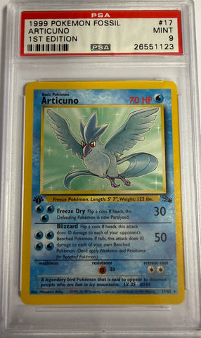 ARTICUNO - 1ST EDITION  RARE - FOSSIL- PSA 9 Pokemon Single