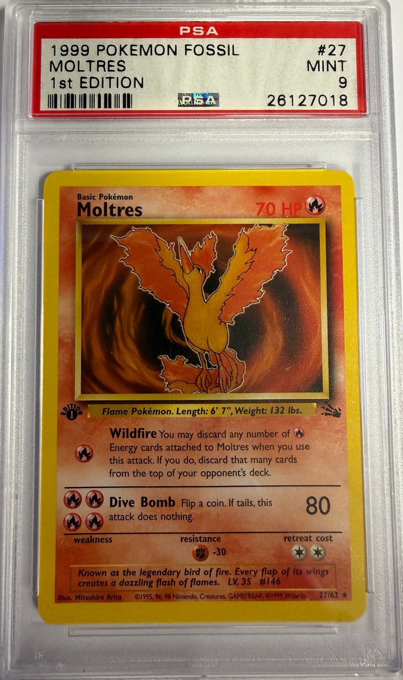 MOLTRES - 1ST EDITION  RARE - FOSSIL- PSA 9 Pokemon Single