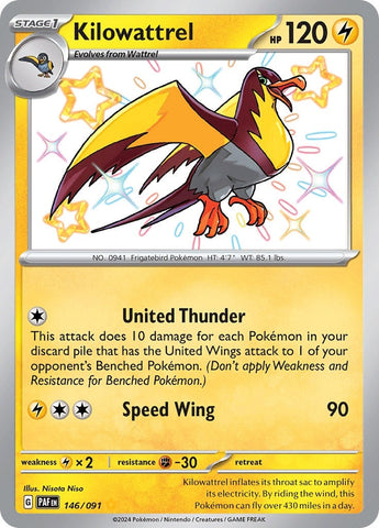 Image for Kilowattrel (146/091) (SV: Paldean Fates) - Pokemon