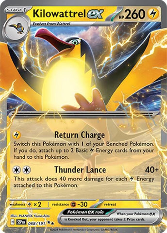 Image for Kilowattrel ex (068/191) (SV08: Surging Sparks) - Pokemon