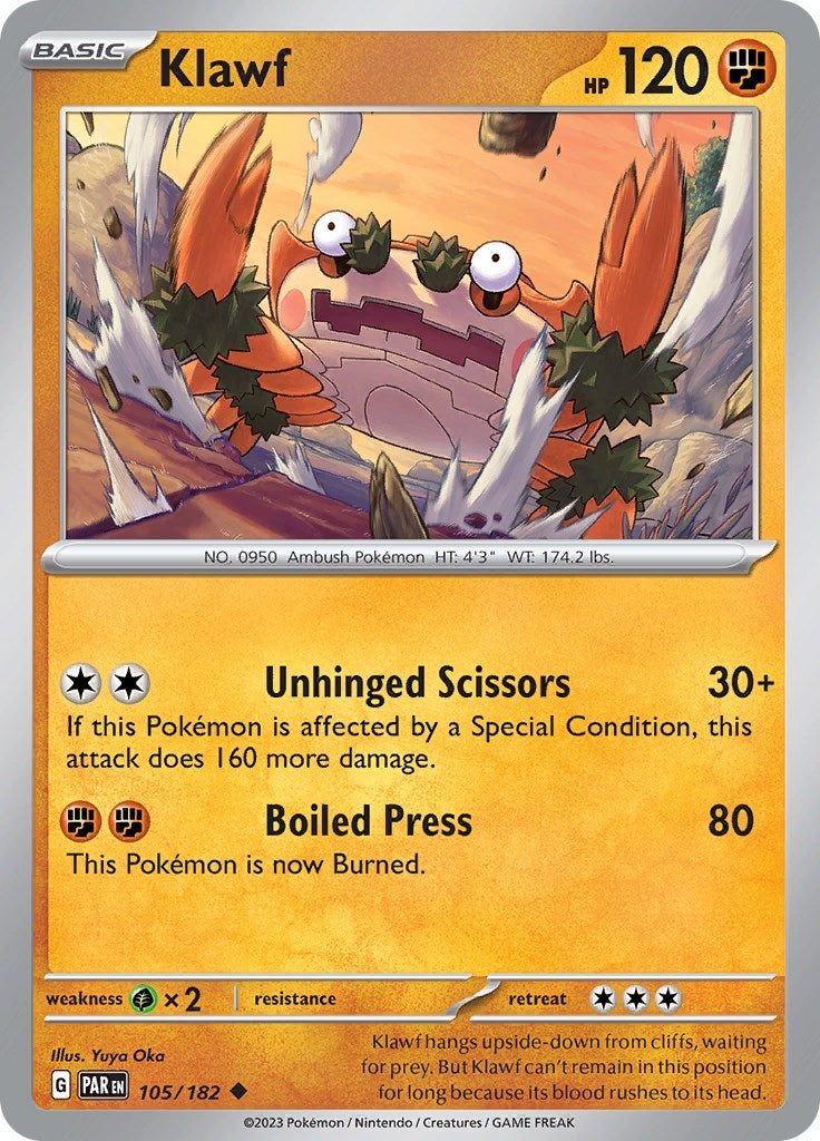 Image for Klawf (105/182) (SV04: Paradox Rift) - Pokemon
