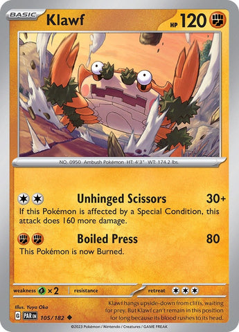 Image for Klawf (105/182) (SV04: Paradox Rift) - Pokemon