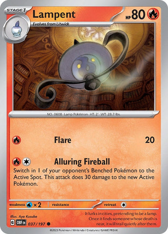 Image for Lampent (037/197) (SV03: Obsidian Flames) - Pokemon