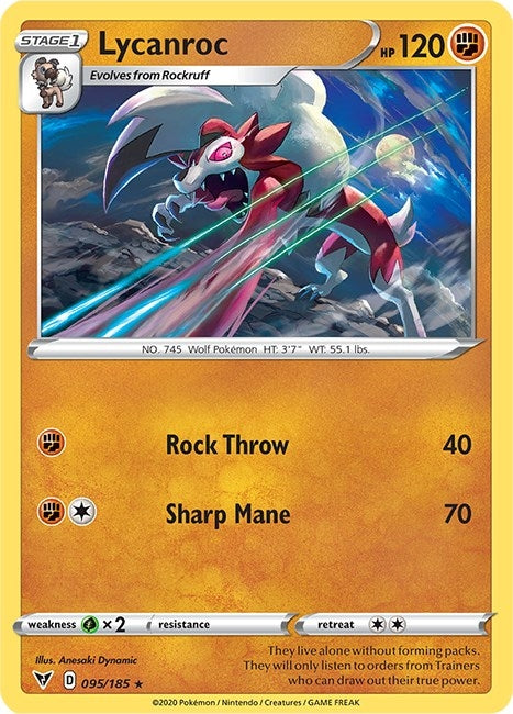 Image for Lycanroc (095/185) (SWSH04: Vivid Voltage) - Pokemon