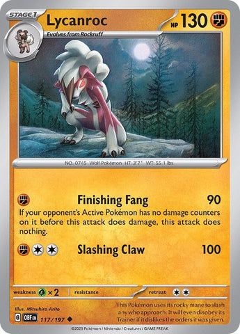 Image for Lycanroc (117/197) (SV03: Obsidian Flames) - Pokemon