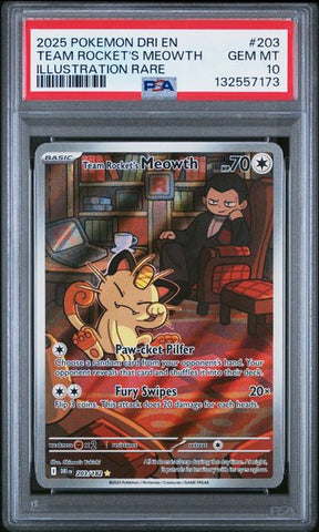 TEAM ROCKET'S MEOWTH - ILLUSTRATION RARE - DRI EN-DESTINED RIVALS - PSA 10 POKEMON Single