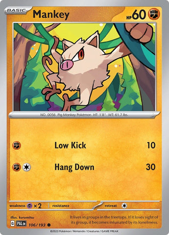 Image for Mankey (106/193) (SV02: Paldea Evolved) - Pokemon