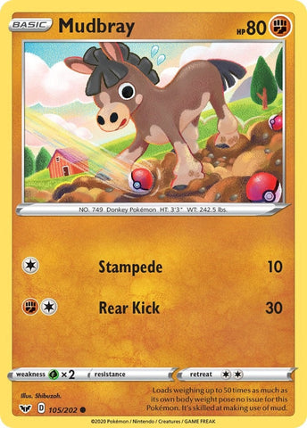 Image for Mudbray (105/202) (SWSH01: Sword & Shield Base Set) - Pokemon
