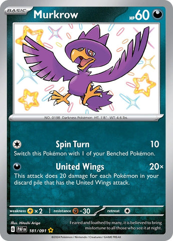 Image for Murkrow (181/091) (SV: Paldean Fates) - Pokemon