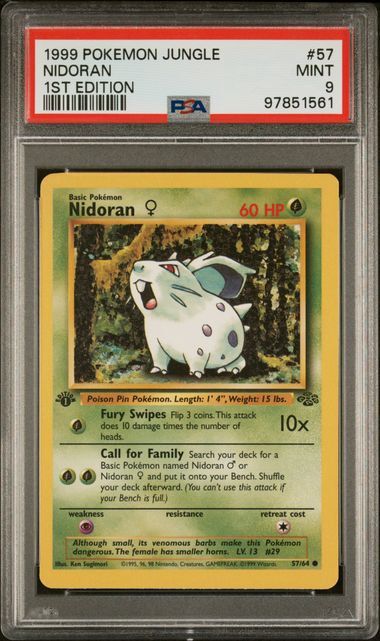 NIDORAN - 1ST EDITION - JUNGLE - PSA 9 POKEMON Single