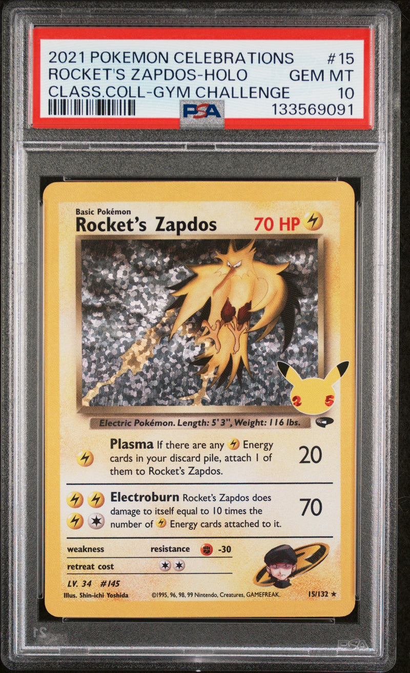 ROCKET'S ZAPDOS - CELEBRATIONS CLASSIC COLLECTION - PSA 10 Pokemon Single