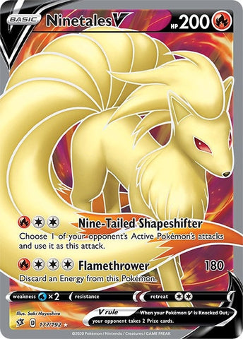 Image for Ninetales V (Full Art) (177/192) (SWSH02: Rebel Clash) - Pokemon