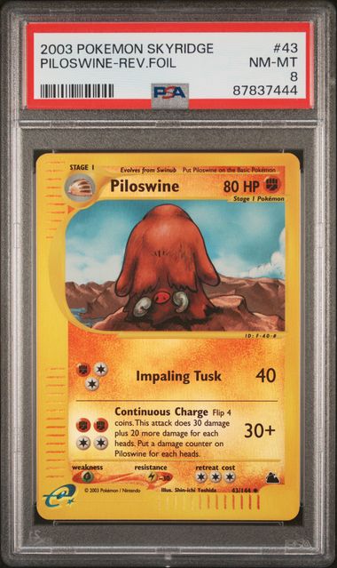PILOSWINE - REV.FOIL - SKYRIDGE - PSA 8 POKEMON Single