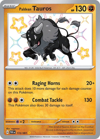 Image for Paldean Tauros (172/091) (SV: Paldean Fates) - Pokemon
