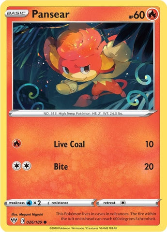 Image for Pansear (026/189) (SWSH03: Darkness Ablaze) - Pokemon