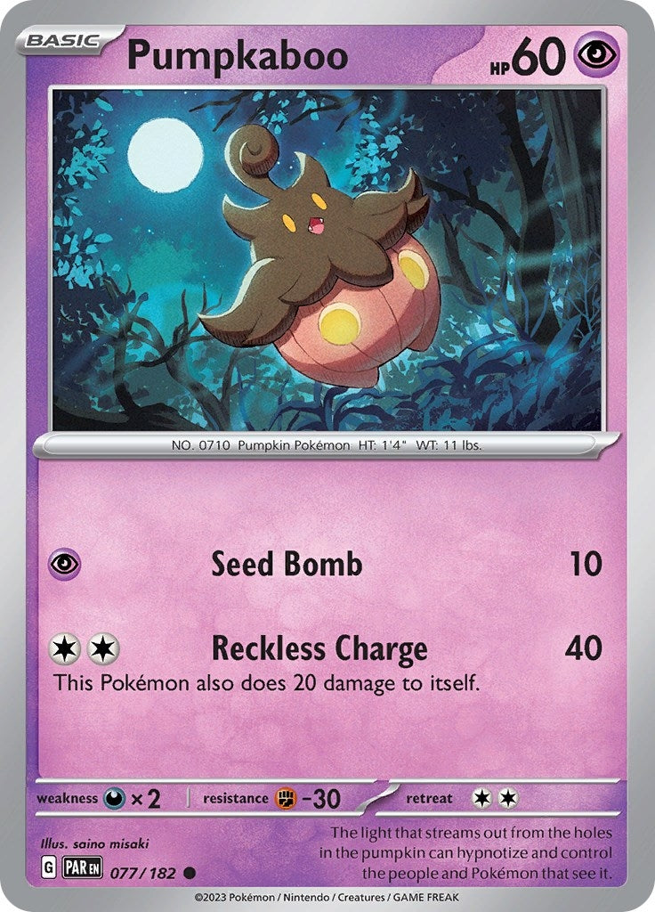 Image for Pumpkaboo (077/182) (SV04: Paradox Rift) - Pokemon