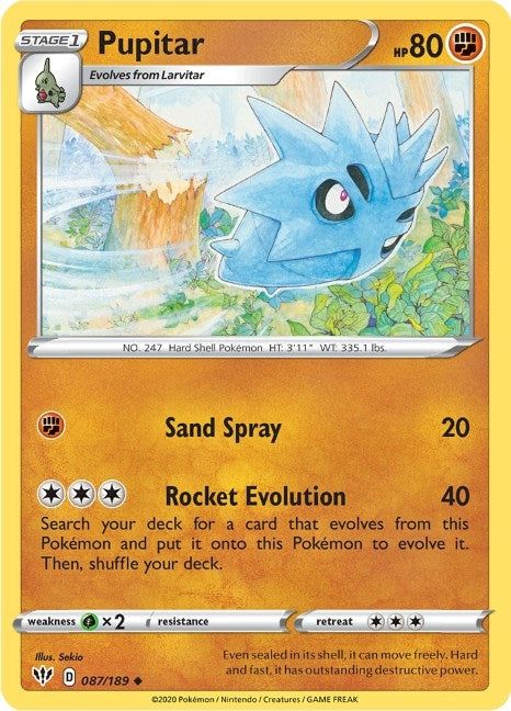 Image for Pupitar (087/189) (SWSH03: Darkness Ablaze) - Pokemon