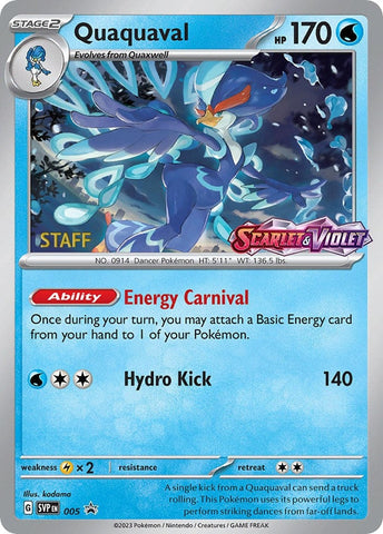 Image for Quaquaval - 005 (Prerelease) [Staff] (005) (SV: Scarlet & Violet Promo Cards) - Pokemon