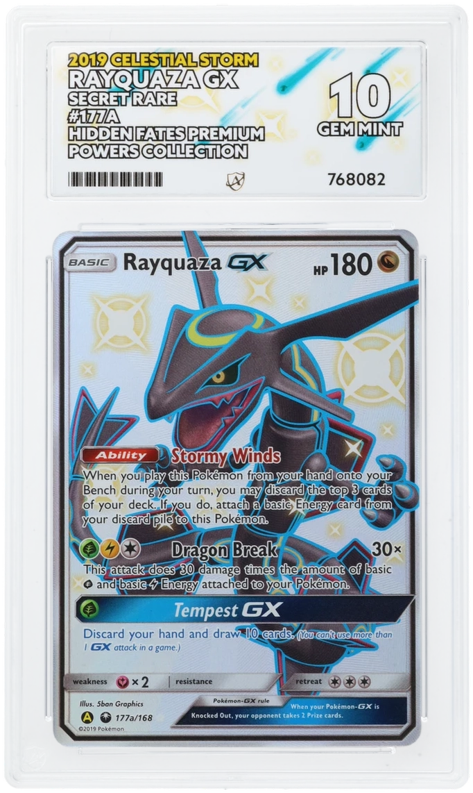 RAYQUAZA GX - SECRET RARE - HIDDEN FATES PREMIUM POWERS COLLECTION - ACE 10 ACE Grading