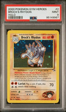 BROCK'S RHYDON HOLO - GYM HEROES -PSA 9 POKEMON Single