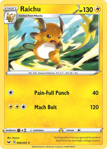 Image for Raichu (066/202) (SWSH01: Sword & Shield Base Set) - Pokemon