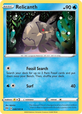 Image for Relicanth (040/189) (SWSH03: Darkness Ablaze) - Pokemon