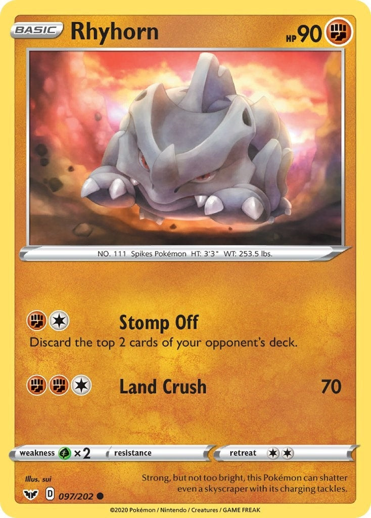 Image for Rhyhorn (097) (097/202) (SWSH01: Sword & Shield Base Set) - Pokemon