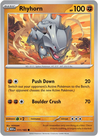 Image for Rhyhorn (111/165) (SV: Scarlet & Violet 151) - Pokemon