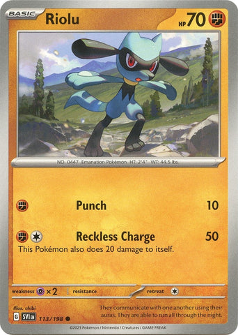 Image for Riolu (113/198) (SV01: Scarlet & Violet Base Set) - Pokemon