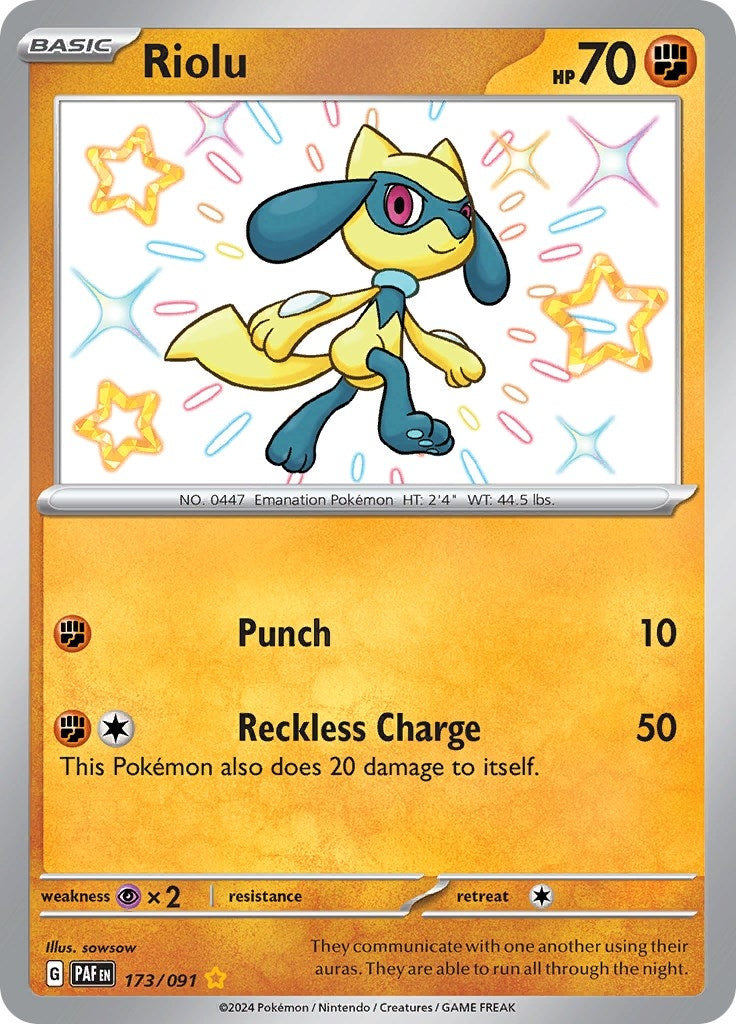 Image for Riolu (173/091) (SV: Paldean Fates) - Pokemon